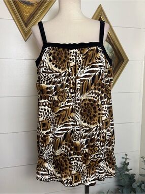 Women’s Silhouette Solutions 1 Piece Swim Dress Animal Print Leopard 18 Swimsuit